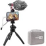 USKEYVISION Phone Camera Video Kit, Vlog Starter Set with Microphone Mini Tripod Phone Clip for YouTube Livestream TikTok, Compatible with iPhone 12 Pro Max for Samsung for Huawei