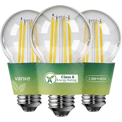 Vanke E27 Screw Bulb 3.8W=60W Warm White 2700K LED Filament Bulb 3-Pack
