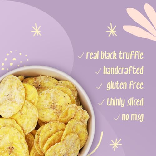 Image of Atom Eats Truffle Flavoured Banana Chips, 50g (Pack of 3) | Truffle & Cheese Sprinkled Chips | Crunchy Gourmet Snacks for Parties, Drinks, Tea & Coffee | Imported Quality | Social Gatherings - Fun Snack - Cafe
