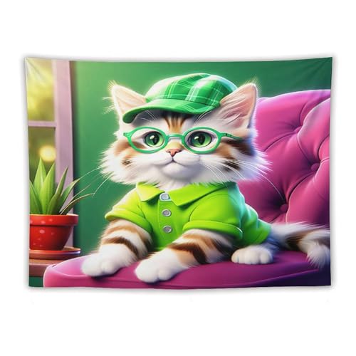 Tapisserie murale chat mignon idée cadeau originale pour passionnés de félins