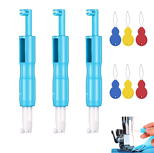 3 Stück Nähmaschinen-Nadeleinfädler, Automatischer Einfädler, Fester Nadeleinfädelhilfeinsatz (Blau) Cover