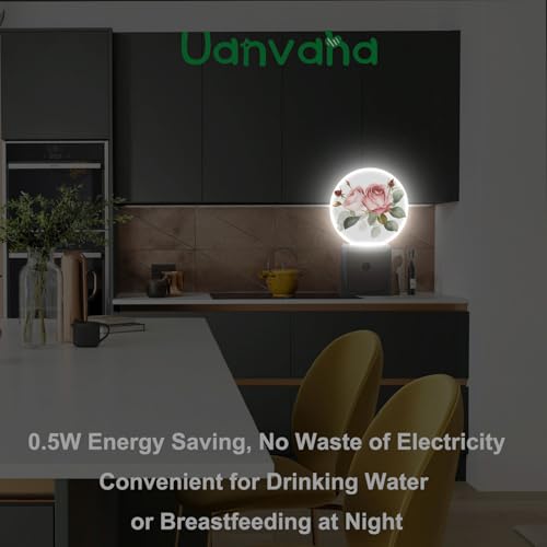 Image of Retro Rose Night Light Floral Blossom Pink Rose with Green Leaf Flower Bouquet LED Dusk to Dawn Plug-in Nightlight Auto Sensor for Bedroom Bathroom Hallway Living Room