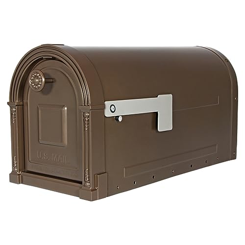 Architectural Mailboxes Brunswick™ Decorative, Heavy duty Steel Metal Post Mounted Mail Box for outside, Bronze, Large Curbside Mailbox with Magnetic Latch by ARCHITECTURAL MAILBOXES - Used condition - US$77.07