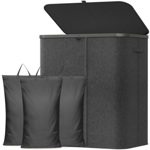 Image of Lifewit 165L 3 Section Laundry Hamper with Lid, Laundry Basket, Dark Gray