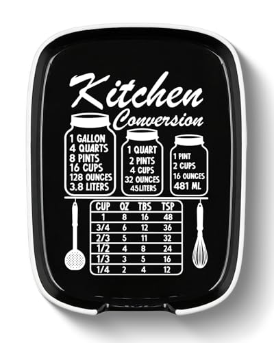 Image of Black Spoon Rest for Stove Top, Ceramic Spoon Holder for Kitchen Counter | Funny Large Cooking Utensil Rest, Conversion Chart Modern Farmhouse Kitchen Decor and Accessories for Cooking Lovers