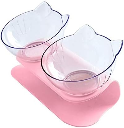 15°Tilted Cat Bowls Pet Food Water Feeder Bowl Double Dishes, Raised with Stand, Feeding Bowl for Cats and Small Dog Elevated Bowl Neck…