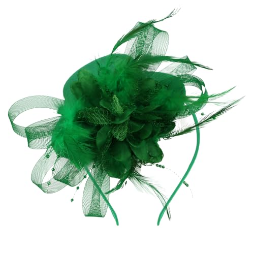 AMCAMI Fascinators Hats for Women Girls 2026 Derby Hats Tea Party Hat with Headband and Clip Green