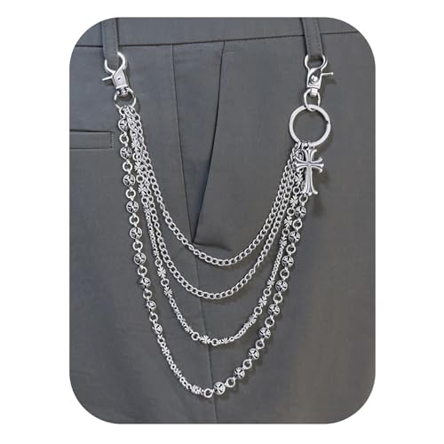 Pants Chain Wallet Chain for Men Women Trousers Pocket Belt Chains for Biker Silver Heavy Punk Rock Hip Hop Jeans Goth Accessories