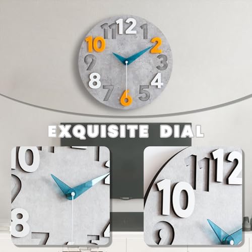 Horloge murale décorative à piles avec cadran en ciment pour maison - 5