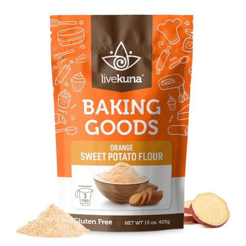 LiveKuna - Orange Sweet Potato Flour, Sweet Potato Flour for Baking, Gluten-Free Baking Flour, Alternative for Almond Flour, Rice Flour & Coconut Flour, Sweet Potato Powder Flour for Soups & Sauces