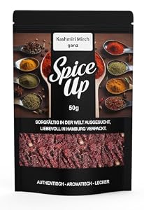 Spice Up Kashmiri Mirch ganz 50g – Chili Whole – Mild-aromatische, getrocknete Chilischoten aus Kaschmir – Für Currys, Tandoori, Masalas & Chutneys – Intensives Rot, wenig Schärfe, 100 % naturrein