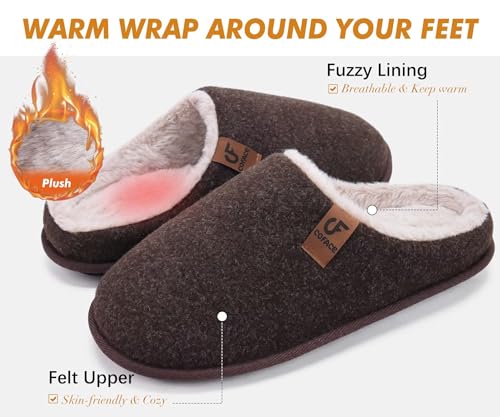 Image of COFACE Mens Cozy Memory Foam Scuff Slippers Casual Slip On Warm House Shoes Indoor /Outdoor Sandal Slippers With Arch Support Rubber Sole Size 7-15