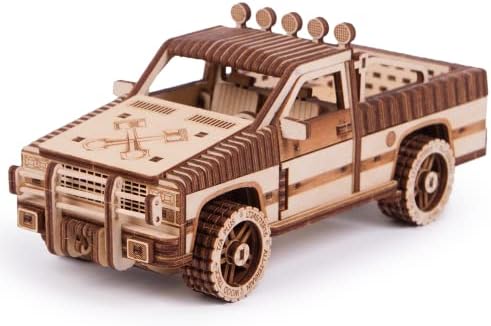 Wood Trick Pickup Toy Truck Model Kit for Adults and Kids - Very Detailed Car Construction - 8x3 - 3D Wooden Puzzle