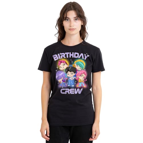 KPOP Demon Hunters Saja Boys Birthday Crew Group Camiseta de Mujer, Negro, L