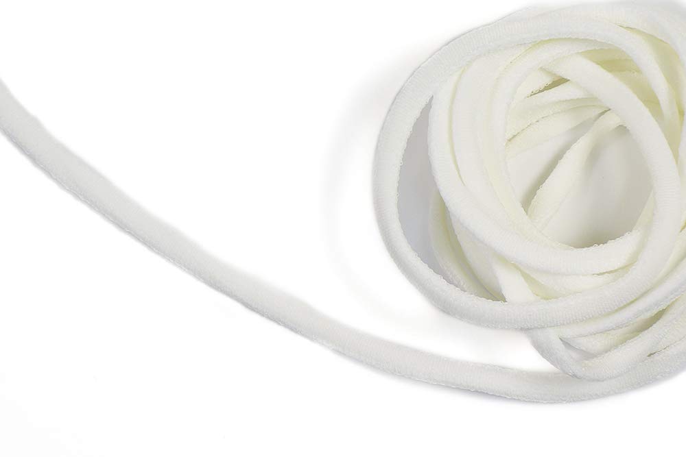Matsa 25 m Round Cord 5 mm Soft Elastic Cord for Bracelets, Hair, Straps, Crafts, Clothing, Sewing, Ecru 25 m