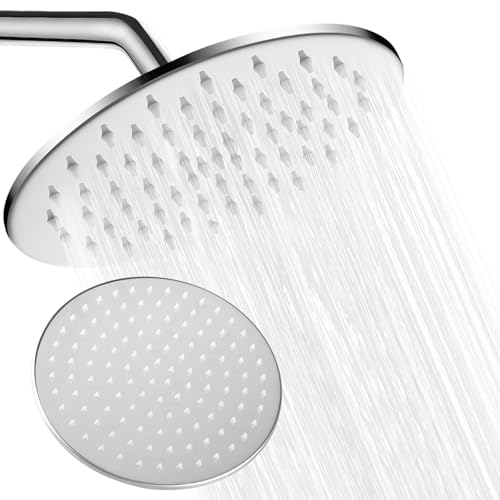 Inodiref 9,45 pulgadas/24 cm cabezal de ducha redondo de lluvia ducha de lluvia cabezal de ducha con boquilla fácil de limpiar, cabezal de ducha de lluvia engrosado de acero inoxidable 304, ángulo