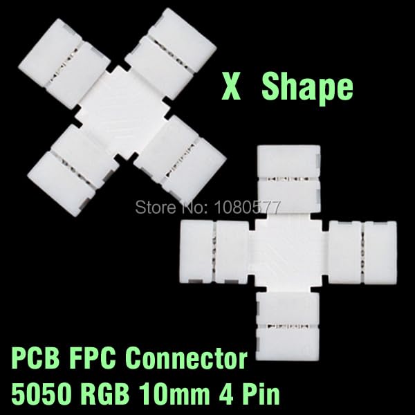 Wiring Connecting Terminals - 20pcs/lot X Type 10mm 4pin 4 Ports RGB 5050 led Strip Connector PCB FPC Connectors for Direction Change