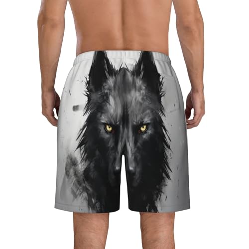 Black Wolf's Head Men Beach Pants â€“ Swim Trunks for Men,Quick-Dry and Comfortable, Suitable for Beach, Surf, and Everyday Wear4