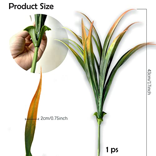 Aumveyi 12Pcs Artificial Outdoor Plants Uv Resistant 17.3In Fake Tall Grass Plants Bulk Faux Flowers Bushes Décor Fall Summer Pathway Patio Front Porch Planters Plastic Shrubs Decoration #TOP6