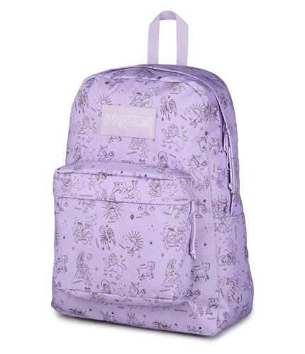 Image of JanSport SuperBreak Plus Backpack with Padded 15-inch Laptop Sleeve and Integrated Bottle Pocket - Spacious and Durable Daypack for Work and Travel, Horoscope Horizons Pastellilac /Mahognyhaze