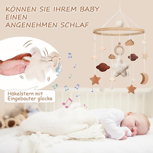 Lit bébé mobile avec étoiles en bois SWECOMZE carillon suspendu