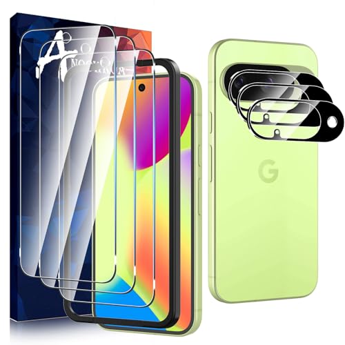 Anoowkoa 3 Pack Glass Screen Protector for Google Pixel 10 + 3 Pack Pixel 10 Camera Lens Protector Tempered Glass 9H Hardness.Bubble-free.Support Fingerprint Unlock.Easy Installation