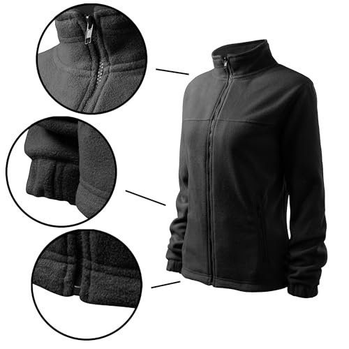 DELUNO Rot Damen Outdoor Fleecejacke - top qualität - Neu - Rot Blau Grau Weis - XS S M L XL XXL (504-L-Rot)