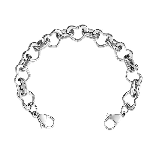 LinnaLove Heart Link Stainless Steel Interchangeable Medical Alert Bracelet
