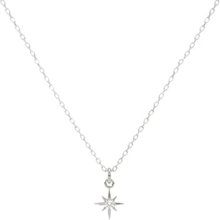 Sterling Silver Star Necklace for Women, Length 15-17 Inches, Tiny Cubic...