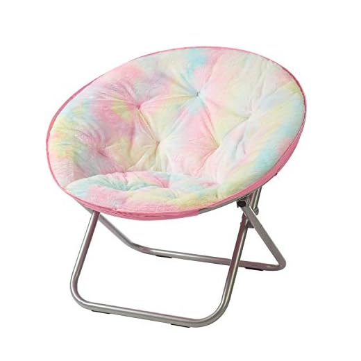 Heritage Kids Sorbet Dreams Rainbow Fur Teen Saucer Chair, 30", Multi