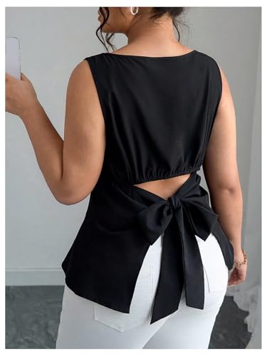 SOLY HUX Women's Plus Size Tank Tops Bow Tie Back Sleeveless Casual Summer Top3