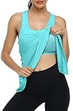 Kimmery Womens Racerback Tank Tops Loose Fit Athletic Workout Yoga Pilates Pickleball Gymwear Summer Quick Dry Tanktops with Built in Bra Blue XL