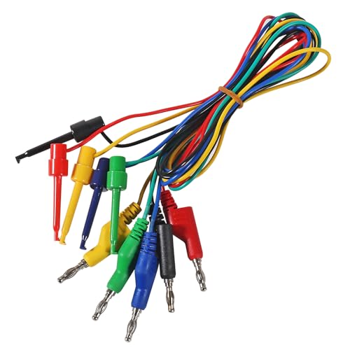 Image of 5pcs Test Leads 4mm Stackable Banana Plug to Crocodile Alligator Clips Flexible Cable Wire 3.3ft /1m for Multimeter Electrical Testing (Banana Plug to Test Hook)