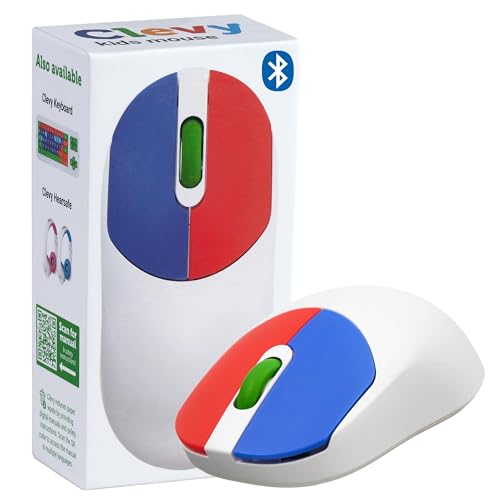 Clevy Kids Mouse - Colorful Ergonomic Bluetooth Computer and Laptop Kids Mouse for School and Home Computer Use - Wireless Children Friendly -...