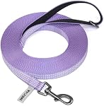 Reflective Long Dog Leash 33ft Long Line Dog Lead with 360° Swivel Clip, Training Traction Rope, Tangle-Free Yard & Recall Large –Purple