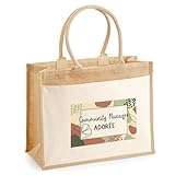 Dimensions 43 x 33 x 21 cm – Capacité 21L : Cabas jute grand format adapté aux courses, sac marché ou transport d’affaires personnelles.