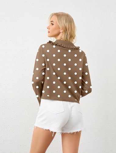 Image of Ythomm Womens Ruffle Collar Cropped Cardigans Button Down Open Front Long Sleeve Knit Sweater Jackets Casual Solid Fall Tops