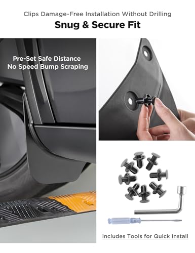 Image of Tparts Mud Flaps Splash Guards for Tesla Model Y Juniper 2025-2026 (Premium /Performance), All-Weather Mud Guard Kits, Exterior Accessories Sediment Protection No Drilling Required Black (Set of 4)