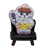 鬼ちゃん猫さんの刺繍ブローチ 茶色もじゃもじゃ 節分