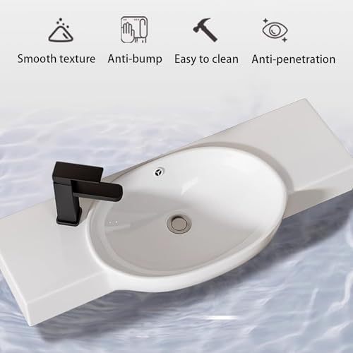 Wall Mounted Ceramic Vanity Sink with Mirror, Floating Wash Basin for Small Spaces, Space-Saving Bathroom Solution,