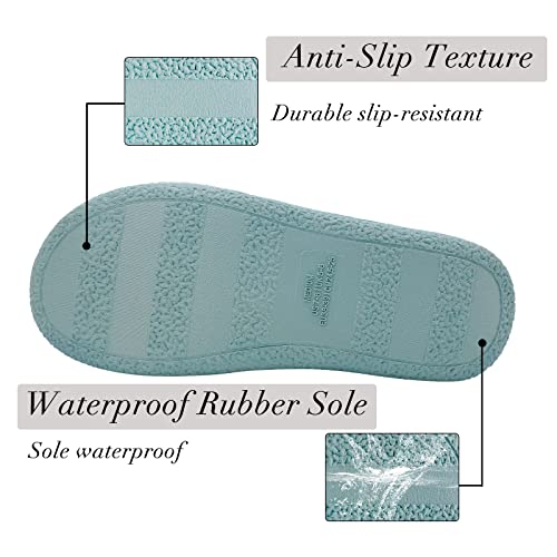 Magtoe Adjustable House Slippers For Women Open Toe Soft Coral Velvet,Comfortable Indoor Slip On Slides Sandals Memory Foam Lady Home Shoes For Bedroom Spa Living Room , All Seasons, 1 Pair, Aqua Pink, Large Size (9-10) #TOP7