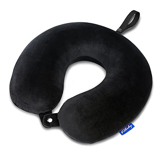 Fabuday Memory Foam Travel Pillows for Airplanes - Neck Pillow for Traveling with Attachable Snap Strap Soft Washable Cover, Flight Pillow for Sleeping, Car, Home, Office, Black