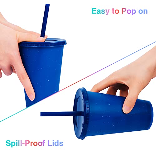 Reusable Plastic Cups With Lids Straws: 12Pcs 16Oz Colorful Bulk Party Cups/Bpa-Free Dishwasher-Safe Cold Drink Travel Tumblers For Iced Beverage Water Smoothie Coffee For Adults Kids (M-16 Oz) #TOP7