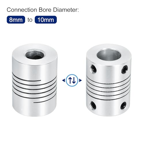 QUARKZMAN 4 Stück Flexible Kupplungen 8mm bis 10mm Aluminium Wellenkupplung L25xD19mm Klauenkupplung Schrittmotor Gelenkverbinder für 3D Drucker CNC Maschine DIY Encoder Motorwelle Silber