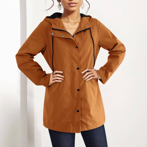 Sudadera con capucha abrigo mujer impermeable chaqueta senderismo café M 2