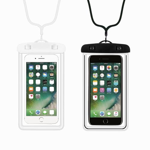 SHARLUZOU 2-Pack Waterproof Phone Pouch?Waterproof Phone Case for iPhone 15 14 13 12 Pro Max XR X SE 2022 8 Samsung S24 S23 S22(Black+White)