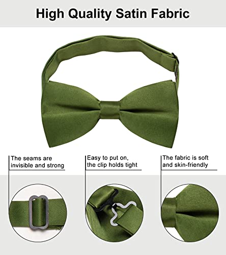 Image of YourTies Bow Ties for Men Pretied Bowties Solid Color Satin Bow Tie Formal Business Tuxedo Wedding Party Prom
