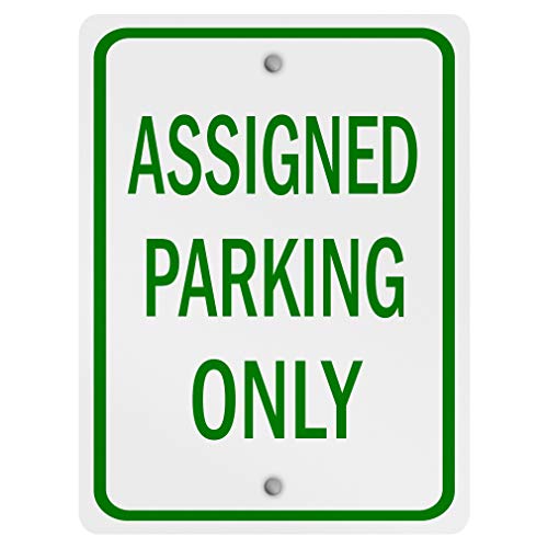 Panneau vertical en aluminium Assigned Parking Only résistant aux intempéries vert 30x45cm