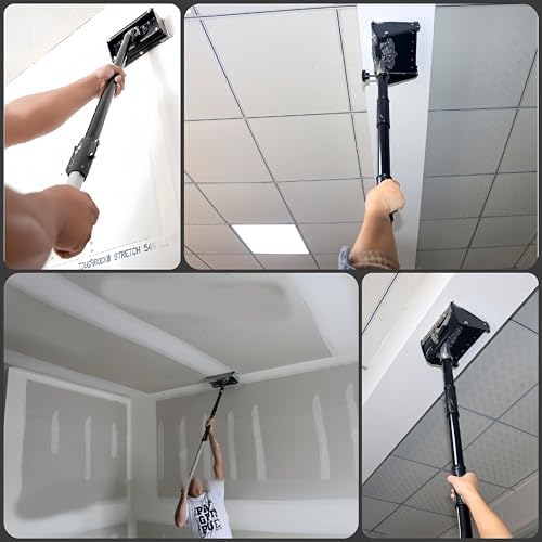 Telescopic Rod Wallboard Finishing Box - 8/10/12" Drywall Flat Tool for Plastering, Scraping & Painting - Essential Sheetrock Finishing Kit for Professionals