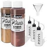 Jacquard Pinata Metals Bundle - Brass and Copper Colors (4-Ounce Bottles), 3 Pixiss 20ml Needle Tip Applicator and Refill Bottles and 1.5 inch Funnel Bundle for Yupo and Resin